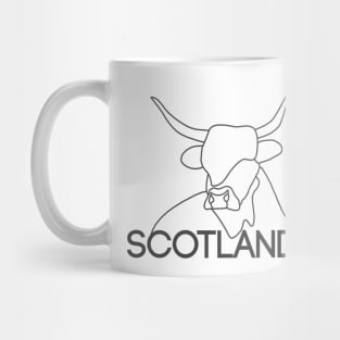 Scottish Highland Cow Continuous Line Drawing (Grey) Mug